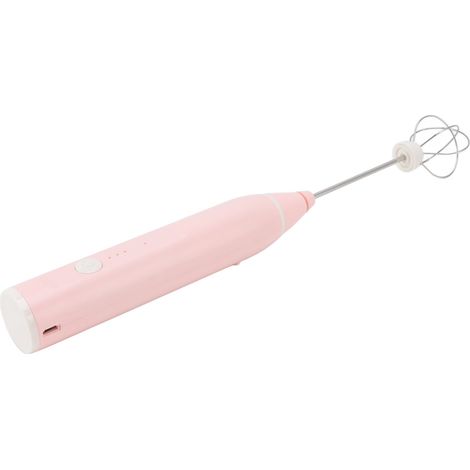 Batteur électrique sans fil multifonction avec 2 fouets pour café, maison et boutique, couleur rose