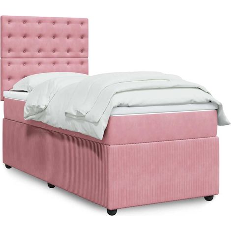Boxspringbett mit Matratze Rosa 100x200 cm Samt