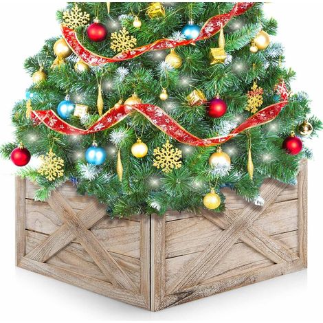 Christmas Tree Collar Box Wooden Tree Box Stand Cover W/ Hook & Loop Fastener (1/5)