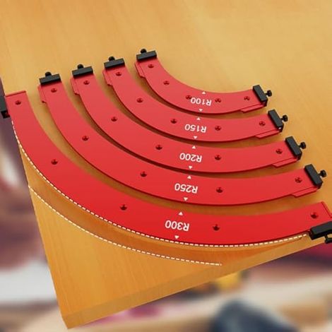 Gabarit d'angle rond, guide de routage d'angle pour le travail du bois R100 R150 R200 R250 R300 Guide de courbe pour bordure d'armoire en aluminium (1/5)
