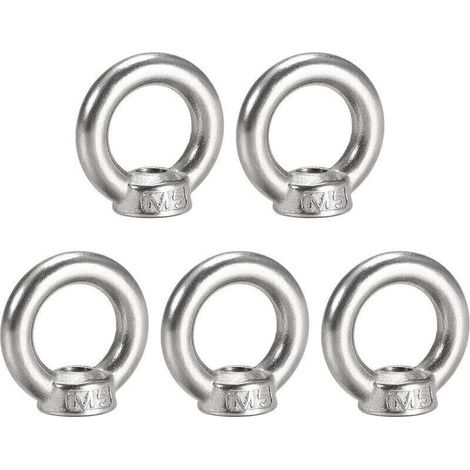 YMYNY Écrou à oeil de levage M5 filetage femelle en acier inoxydable 304 forme ronde pour raccord de corde paquet de 5 (1/4)