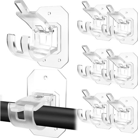 Set di 8 staffe per asta per tende trasparenti autoadesive, senza foratura, di qualità superiore. (1/5)