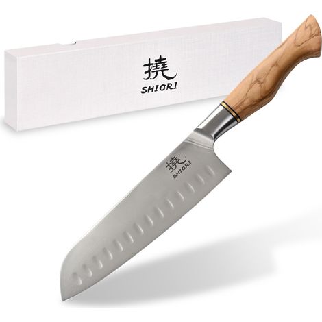 Shiori 撓 Shibuki Santoku – universelles, vielseitiges Kochmesser aus 14C28N Sandvik-Stahl (1/4)