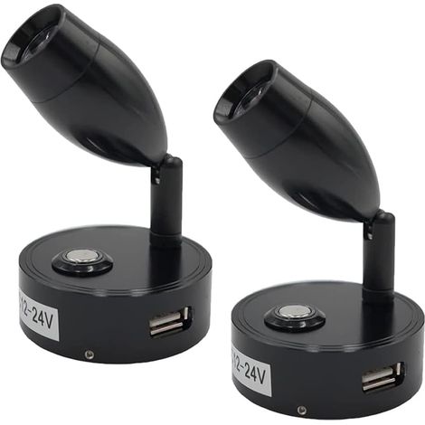 12V LED Liseuse pour RV, avec Port de Charge USB, tactiles à intensité Variable pour intérieur de Voiture, Camping-Car, Caravane, Bateau, Blanc Chaud (2 pièces)