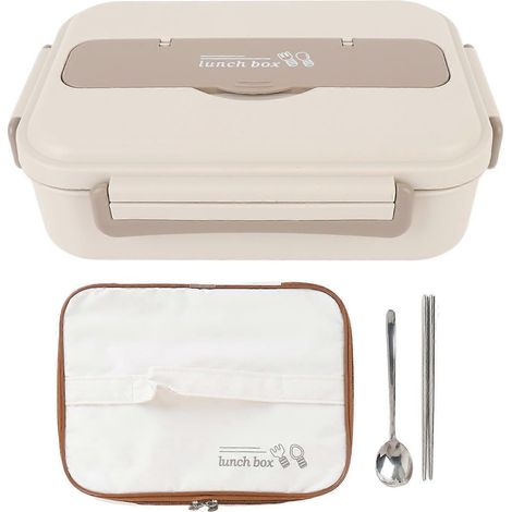 Lunchbox mit Isoliertasche, Besteck, 1000 ml, Edelstahl 316, unterteilt, tragbar