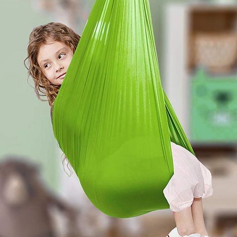 Hamac sensoriel élastique pour enfants - Intérieur et extérieur - Yoga fitness maison - Vert (1/5)