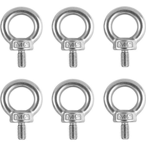 6 Pièces Boulons à Oeil,M6 x 12 mm Bague de Levage en Acier Inoxydable 304,Filetage Mâle Anneau pour Levage de Vie et Divers Equipements de Levage D'ingénierie