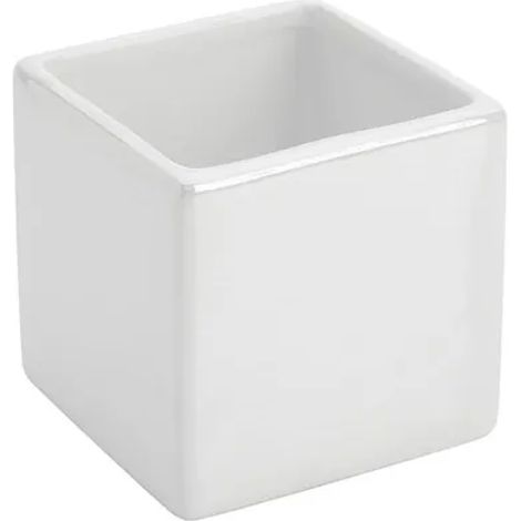 PORTASPAZZOLINI IN CERAMICA MODELLO CUBA DIM. CM(LXPXH):9,5X9,5X8,5 BIANCO   Idroweb