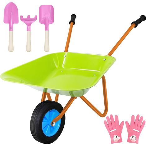 Brouette Enfant, Brouette de Jardin en Métal, Outils de Jardinage pour Enfants, Kit de Jardinage pour Enfants pour Jouer en Plein Air (1/5)