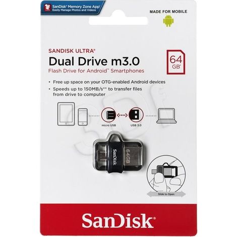 Clé USB Sandisk Ultra Dual Drive M3.0 USB 3.0, 64 Go
