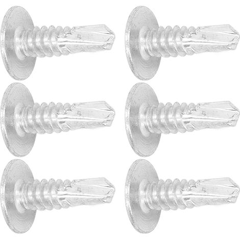 Vis M4,8x16mm tête plate à rondelle, 250 pièces, acier carbone zingué blanc, vis autoforeuse pour métal et tôle, fixation robuste (1/5)