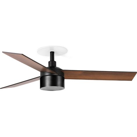 Faro Rudder Ventilateur de plafond encastré Rudder 106 cm TEK LED, noir mat, pales en noyer, 2700K, 3 pales réversibles (1/2)