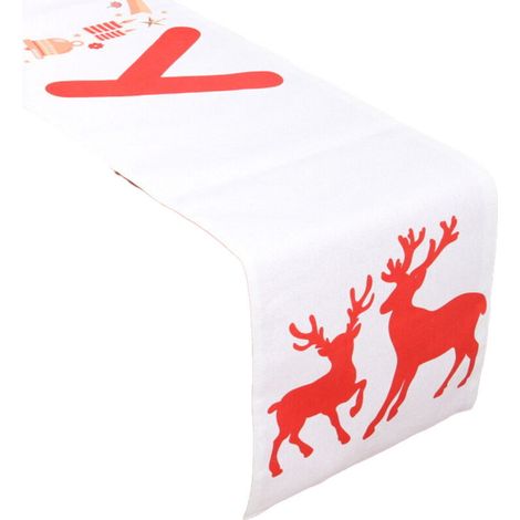 Bardusch-Chemin de table sur le thème de Noël brodé d'un motif de Noël rouge style 4 (1/2)