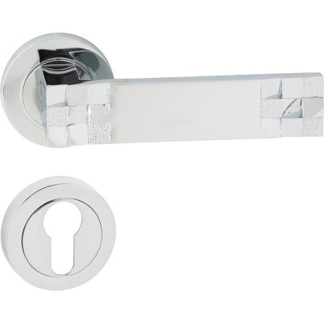DOMINO Poignée de porte TORO R M6 PZ Poignée avec plaque PZ pour cylindre profilé Chromé brillant (1/5)
