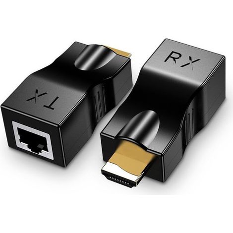 Adaptateur récepteur/émetteur HDMI mâle vers RJ45 Viatel  Câble Cat-5e/6  4K jusqu'à 30 m  Qualité premium  Noir (1/5)