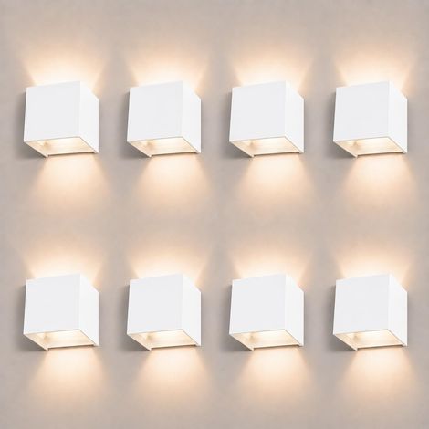 Pack de 8, Lampe Murale LED Extérieure 10 W 3000 K IP67 Angle Réglable, blanc (1/5)