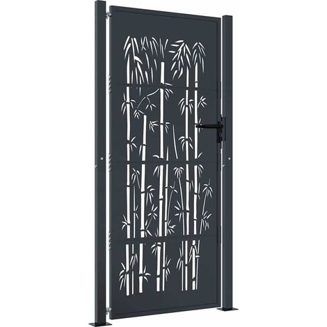 Puerta de jardín antracita 100x200 cm acero diseño bambú vidaXL (1/5)