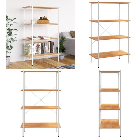 Regal mit 4 Böden Weiß und Eiche-Optik 80x40x130 cm - Bücherregal - Regal - Wohnraumorganisation - Aufbewahrungslösung - Stehregal - Home & Living