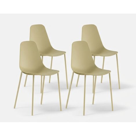 Set de 4 sillas de diseño para cocina y comedor de polipropileno Mira - Amarillo (1/5)