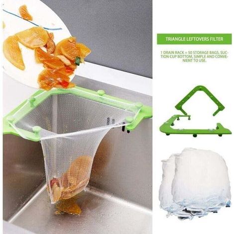Sac poubelle jetable Anti-colmatage support de Drainage triangulaire évier trou de vidange filtre à ordures sac à ordures (1/4)