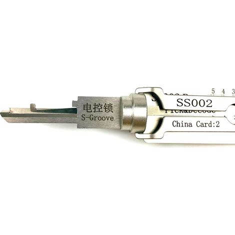 Outil de serrurier 2 en 1 SS002 pour serrure civile S Groove Civil, outil de lecture et de crochetage de serrure Euro Cylindre Kit pour débutants (1/5)