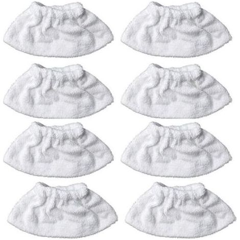 Pair 8 articles，Nettoyage à la vapeur en microfibre pour la buse manuelle, ensemble de chiffons éponge, housse en coton éponge, compatible avec la plupart des Nettoyeur à vapeur (Blanc)