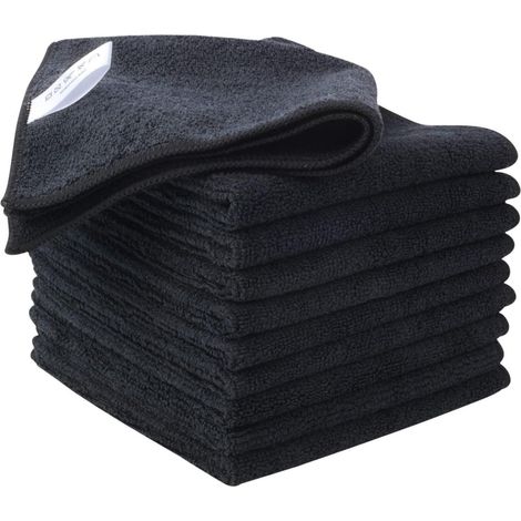 10er Pack Mikrofasertücher super saugfähig 30x30cm schwarz (1/5)