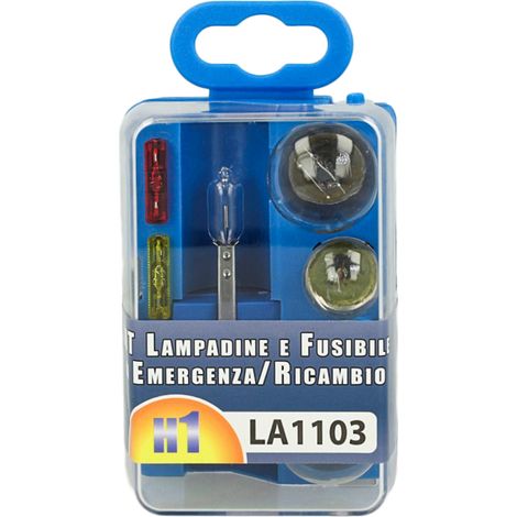 Kit Lampade Ricambio Emergenza Alogena Auto Bulbset H1 12V 3 Fusibile (8 pz) (1/3)
