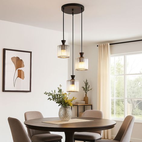 Globo - suspension - JORDANA - noir - verre - Ø 32cm - E27 - (1/5)