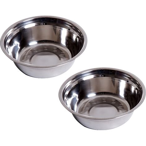 Station de repas pour chien avec deux gamelles en inox, support MDF 58,4 x 30,5 x 25,4 cm, gris (1/5)