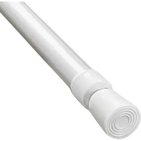 Barre de douche/rideau télescopique, sans perçage, extensible de 40 à 70 cm, diamètre 13 mm, en fer revêtu de résine, blanche (1/5)