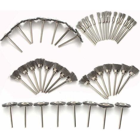 Ensemble de 45pcs Fil d'acier Inoxydable Brosse Métallique de Forage Brosses Dremel Accessoires de Outils Rotatifs pour Nettoyage Polissage (1/3)