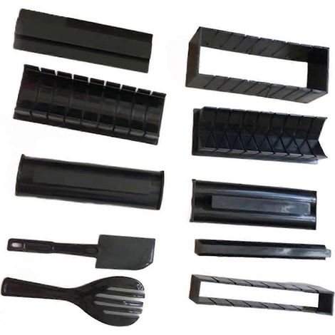 Ensemble de 10 pièces pour faire des sushis soi-même, comprenant 8 formes, moules en PP de qualité alimentaire, adaptés aux débutants, lavables au lave-vaisselle, machine à rouleaux de sushi, parfait (1/4)