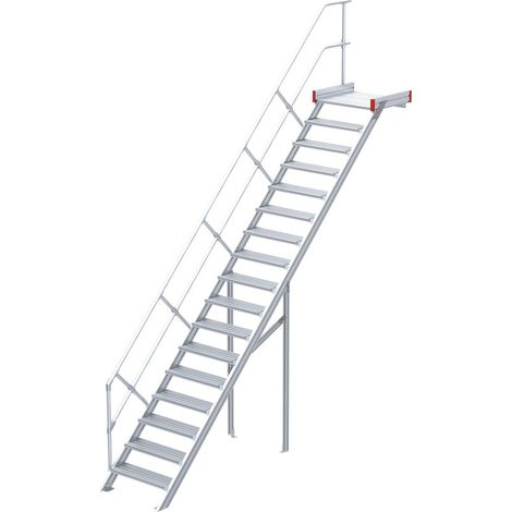 Euroline 511 Podesttreppe 45° 600mm Stufenbreite 17 Stufen Alu gerieft