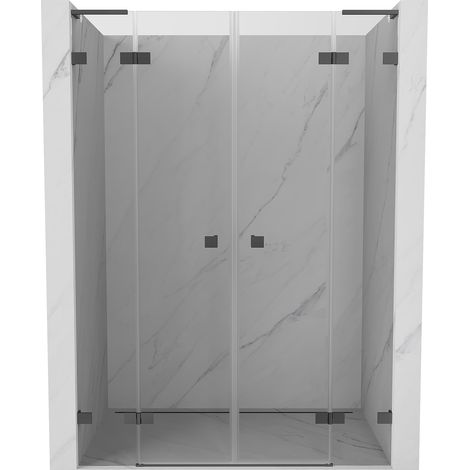 Mexen Lunar L Duo portes de douche pivotantes 160 cm, transparentes, canon de fusil - 834DL-160-000-95-00 (1/5)