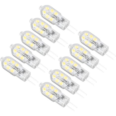 10 G4 12V warmweiße LED-Lampen, dimmbar, hohe Helligkeit und hoher Farbwiedergabeindex (CRI) für die Gartenbeleuchtung, klar