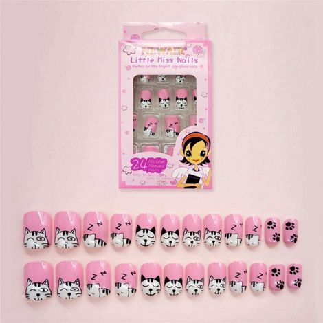 24 Pointes d'Ongles Géométriques Art Déco Couverture Complète en ABS - Lot de 24 Faux Ongles Manucure Outils C27 (1/5)