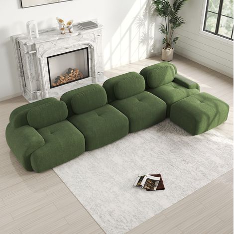 Sofá modular salón de cordón verde sin montaje premium OKMYHOME (1/5)
