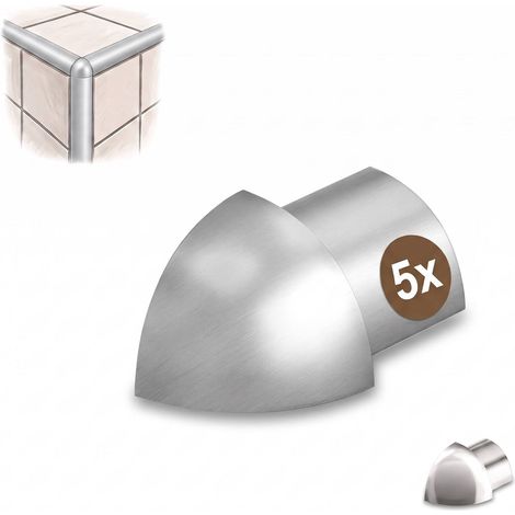 Dalsys Angle extérieur pour profilé en quart de cercle en acier inoxydable, Profilé pour carrelage - Brossé 10mm, 5 pièces