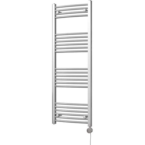 Zennor - Chrome Electric Towel Rail H1400mm x W500mm Curved 400w Thermostatic (1/3)