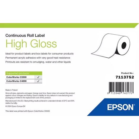 Epson High Gloss Label - Continuous Roll: 102mm x 33m 7113752