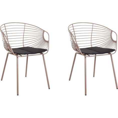 Lot de 2 chaises Moderne Glam Industriel Salon Salle à Manger Cuisine Beige Métallique Hoback