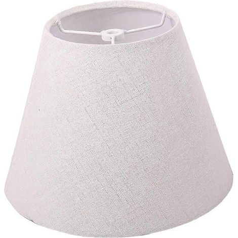 Abat-jour en lin blanc, petit modèle, 12,7 cm de diamètre en haut x 22,9 cm de diamètre en bas x 17,8 cm de profondeur (1/4)