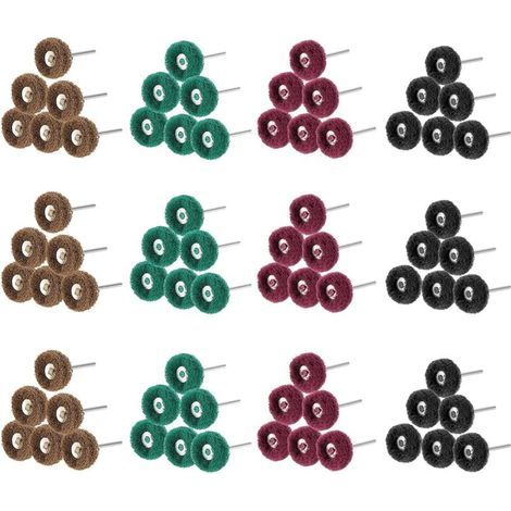 Roues de polissage abrasives 25 mm – Lot de 80 pièces (grains 80/150/240/300), tampons récurants avec tige métallique pour outils rotatifs (1/5)