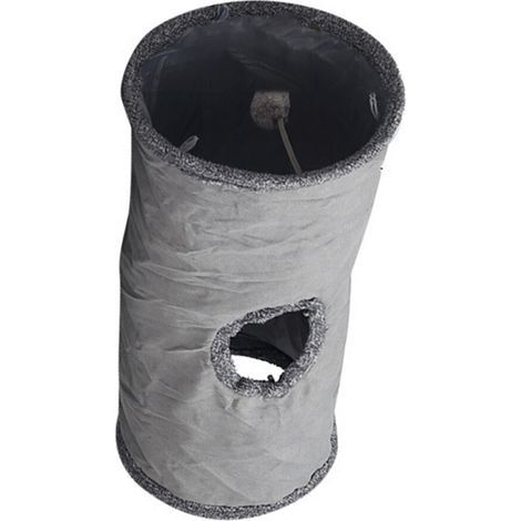 Tube de Tunnel pliable, jouet en peluche pour animaux-Gris petit (1/5)