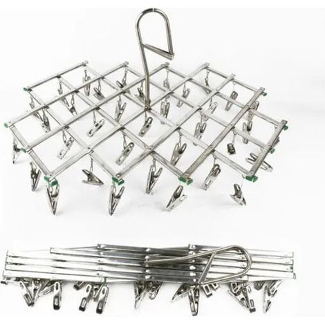 Kleiderbügel aus Edelstahl mit 35 Clips für Socken, Shorts, Unterwäsche und Babykleidung