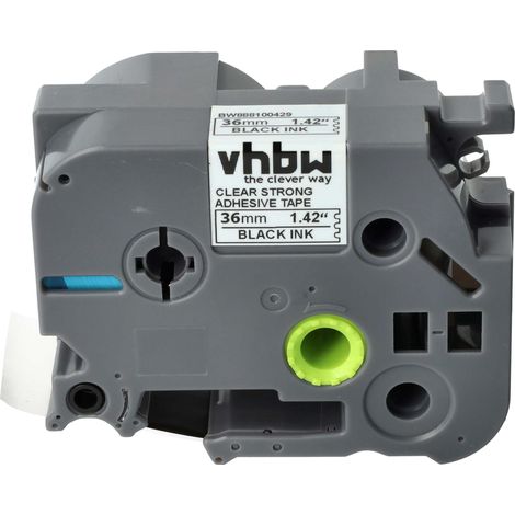 vhbw Label Tape Replacement for Brother TZE-S161 for Label Printer 8m x 36 mm, Black on Transparent, Extra Strong, Laminated (1/4)