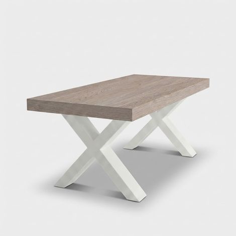 Table extensible moderne pieds blanc frêne 160/260x90 Firenze - Gris