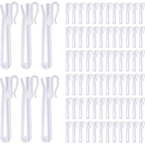 Confezione da 80 ganci per tende in plastica, ganci a pinza regolabili, sistema a cricchetto per tende da finestra, porta e doccia (85 mm/3,35 pollici) (1/4)