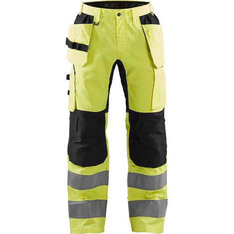 Pantalon de travail haute visibilité stretch artisan 1552 - Jaune fluo/Noir XS - FR(38) - SE(C44) - Courtes
